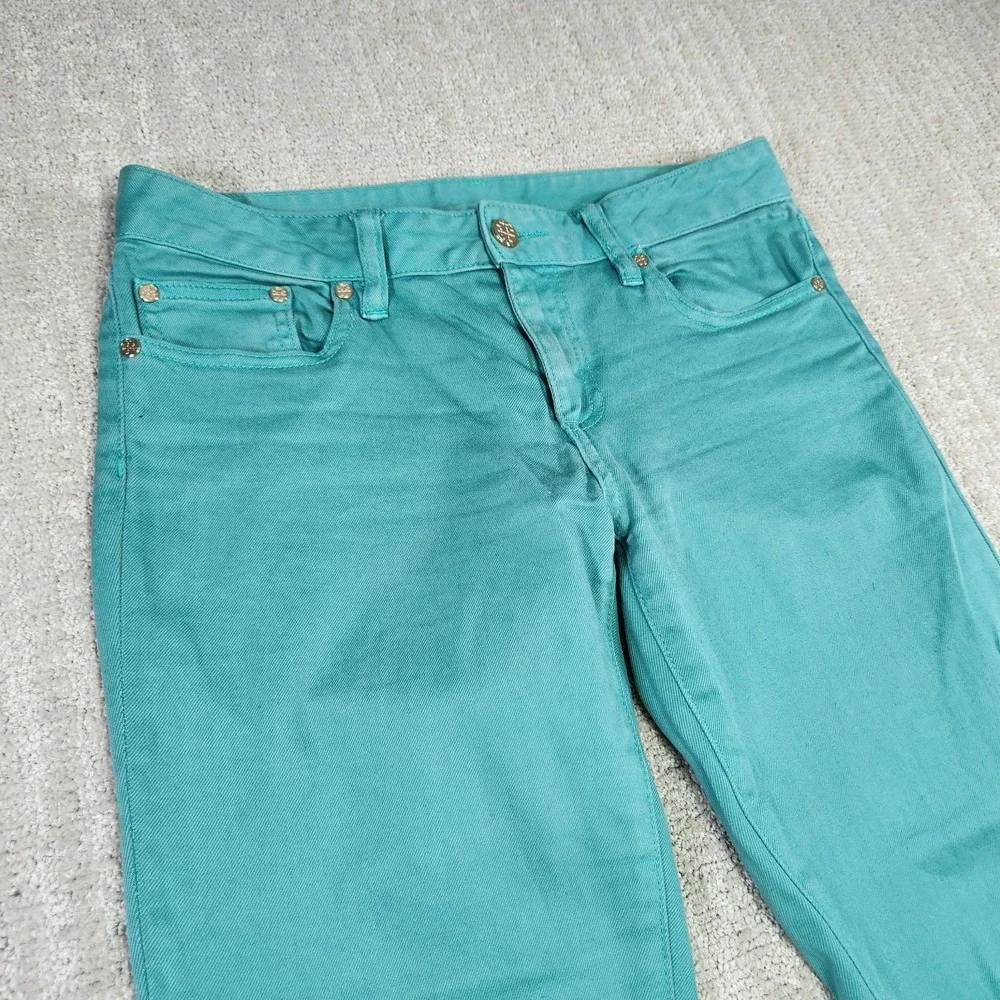 Tory‎ Burch Pants Women 27 Alexa Cropped Skinny Green Equestrian